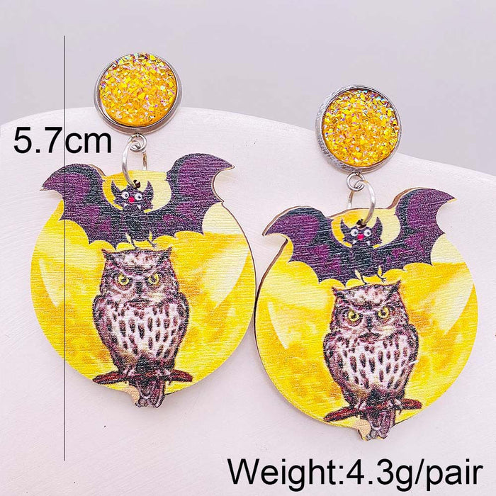 Wholesale  Wooden Earrings Pumpkin Forest Skull  Web Earrings