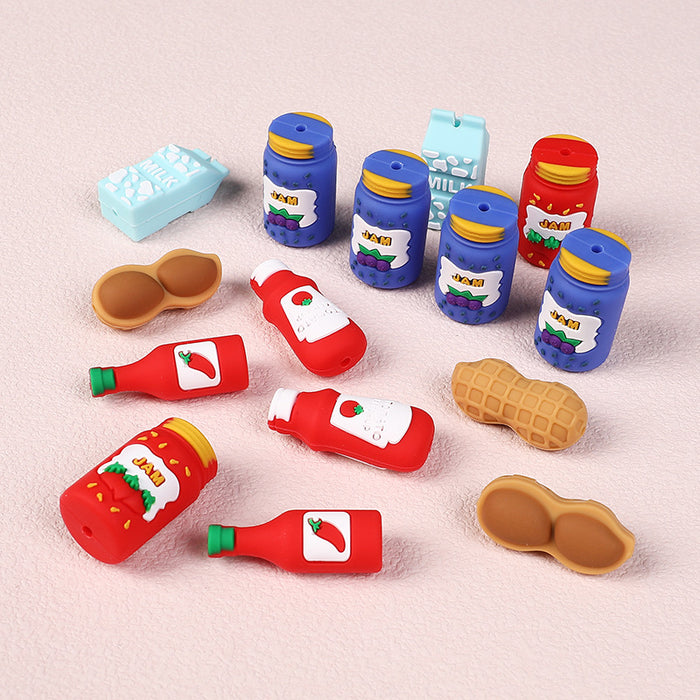 Wholesale 20pcs Bottle silicone beads semi-finished loose beads children' s bead pen decorative cartoon silicone beads