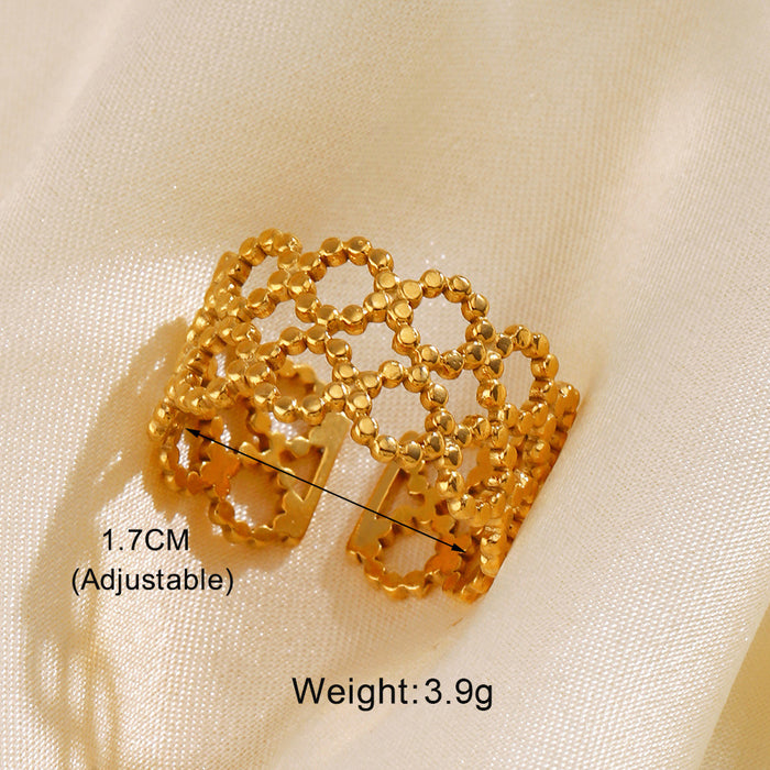 Wholesale Stainless Steel Gold Plated line cross Adjustable rings