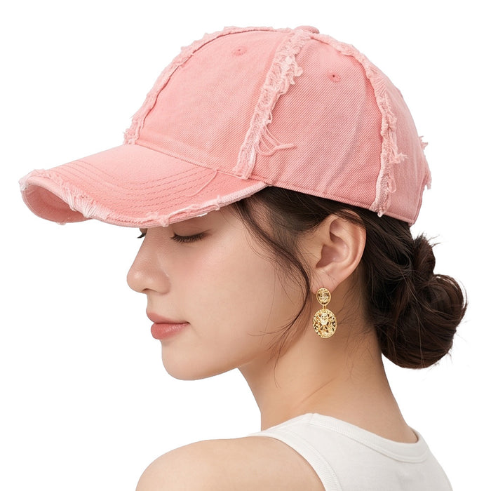 Wholesale Denim Distressed Frayed Baseball Cap Street Style Fashion Accessory Gift Boutique Resale