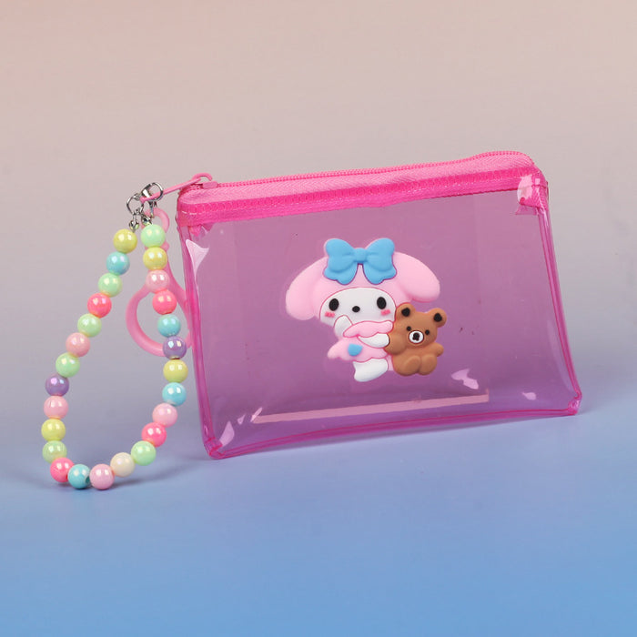Wholesale Transparent PVC Coin Purse Cute Cartoon Animal Design Unisex Everyday Wallet With Bead Chain Fashion Accessory