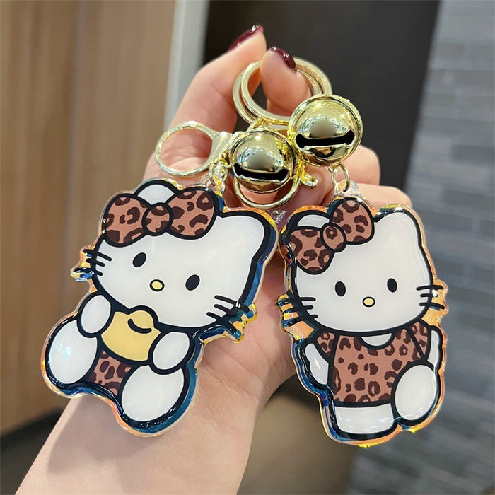 Wholesale 5 PCS Cute Cartoon Leopard Print Acrylic Keychain for Men and Women