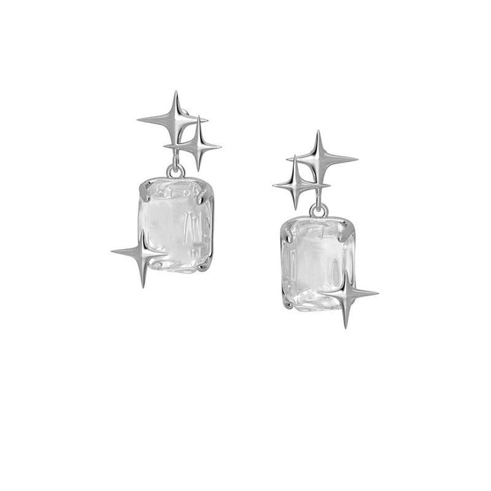 Wholesale silver-plated four-star earringsJDC-ES-JHF009