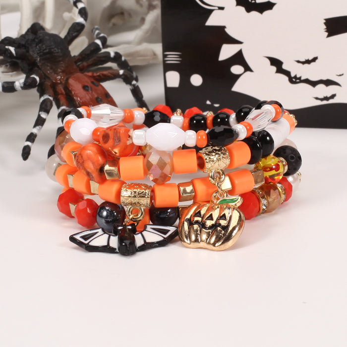 Wholesale Halloween Multi-layer Bat Pumpkin Spider Hoisting Crystal Soft Ceramic Bead Bracelet JDC-BT-Xiny066