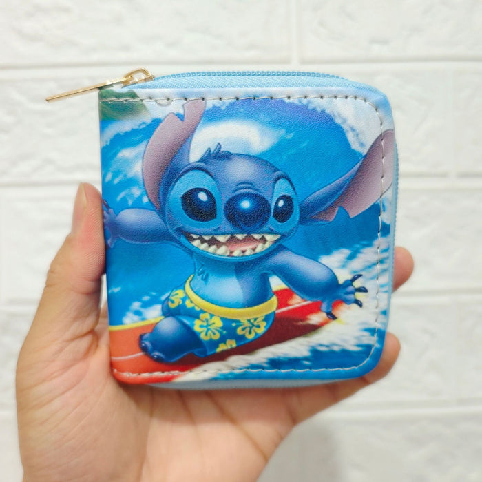 Wholesale Cartoon Stitch PU Short Zipper Small Wallet 2132 Stitch Wallet Printed Clutch Bag JDC-WT-DengX005