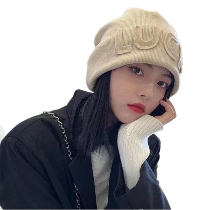 Wholesale New letter cold hat, ear protection, toe cap, pile cap, big head circumference, knitted cap