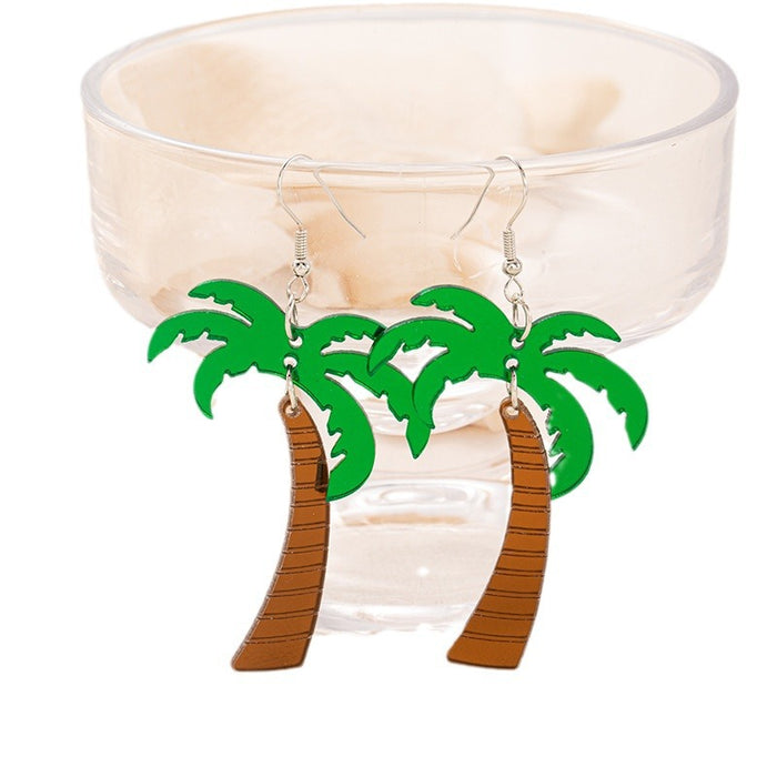 Wholesale Coconut Tree Pineapple Palm Leaf Acrylic Cartoon Earrings JDC-ES-JiaYi009