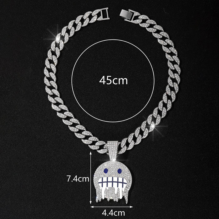 Wholesale Personalized ice face emoji pendant, hip-hop niche full diamond emoji accessory, jewelry necklace