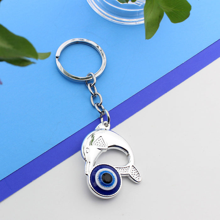 Wholesale Silver boat anchor, rudder, blue eyes, keychain, bag hanging