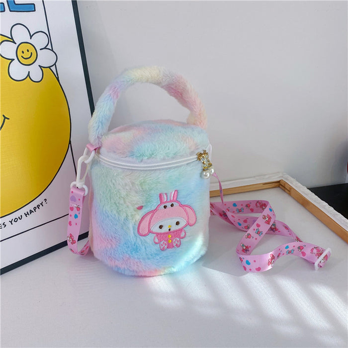 Wholesale Cartoon Plush Shoulder Strap Portable Crossbody Bag Clasp Doll Plush Bag Portable Bucket Bag