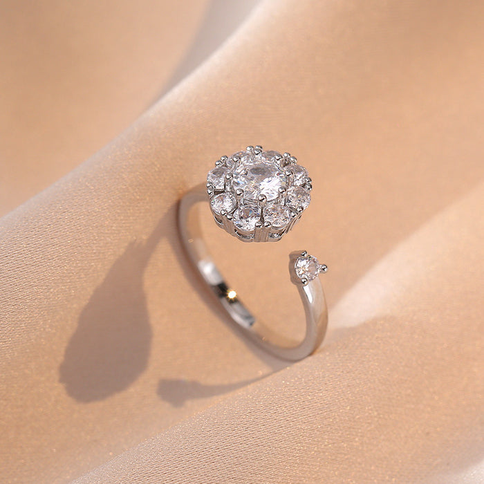 Wholesale Necklace, rotatable ring, earrings, titanium steel necklace, three piece set, niche zircon collarbone chain