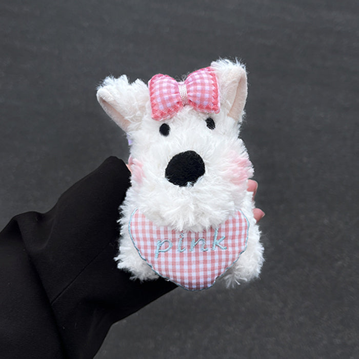 Wholesale Cute Plush Pendant Dog Powder Bow Car Keychain Pendant Car Keychain Girl