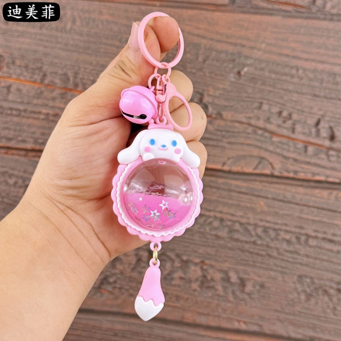 Wholesale Creative liquid oil key chain quicksand key chain crystal ball unicorn floating car cute bag small pendant