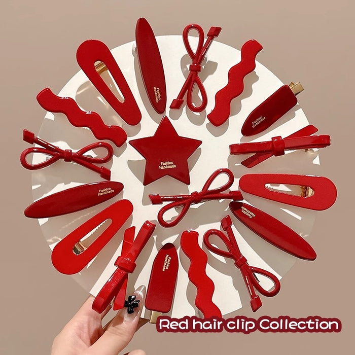 Wholesale  Red Hairpin Women's Traceless One-word Duckbill Clip Front Fringe Clip Side Broken Hair Hairpin Headwear