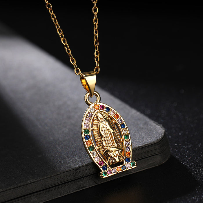 Wholesale Copper Micro-Inlaid Colored Zircon Pendant Necklace JDC-NE-ShangY033