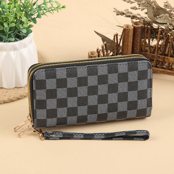 Wholesale PU Leather Clutch Wallet with Flower Pattern and Chain Decoration MOQ≥3