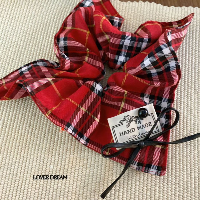 Wholesale Cloth Label British Plaid Colorectal Hair Ring Headwear Advanced Hair Accessories