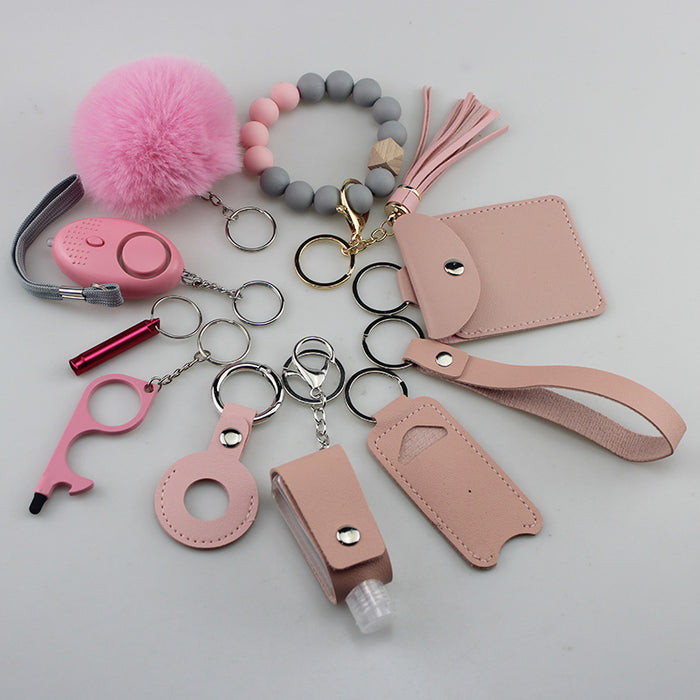 Wholesale Hair Ball Diamond Heart Multifunctional DIY 11-piece Keychain JDC-KC-TouMS050