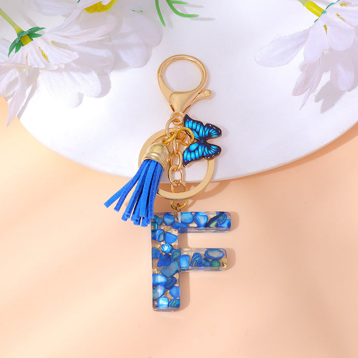 Wholesale Letter Keychain Tassel Butterfly Girl Bag Pendant