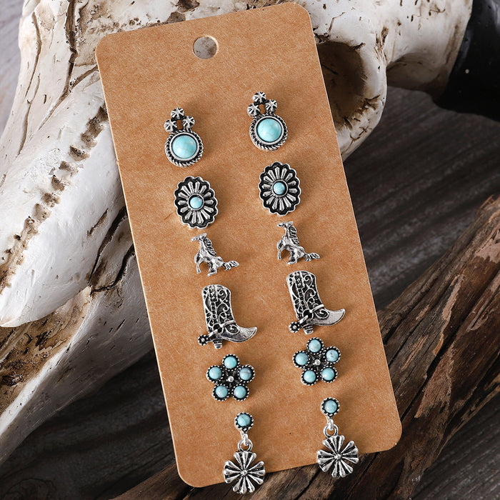 Wholesale  cute sweet turquoise earrings suit