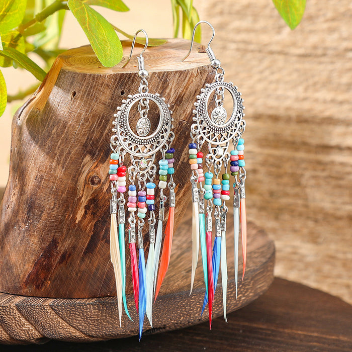 Wholesale Bohemian Tassel Geometric Drop Earrings Electroplated Zinc Alloy Jewelry Accessory MOQ≥2