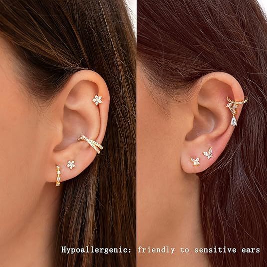 Wholesale Minimalist Crystal Butterfly Earrings with Golden Geometric Earrings