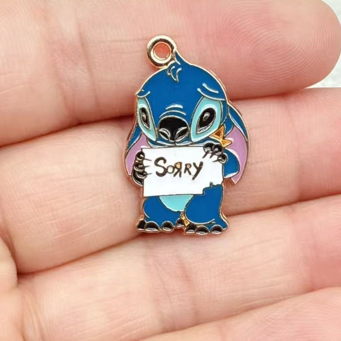 Wholesale 10pcs Cartoon Couple DIY Jewelry Accessories Alloy Enamel Pendant Keychain Earrings