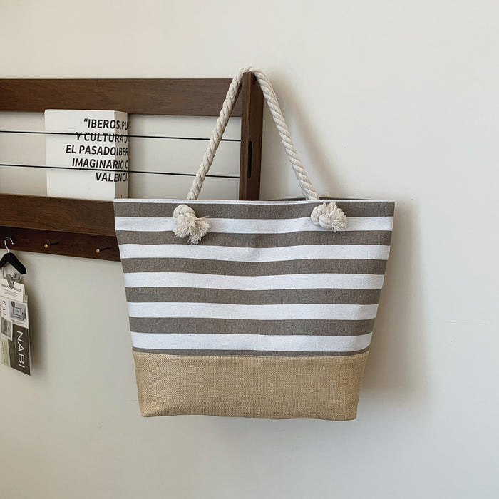 Wholesale Striped Beach Bag Women' s Backpack Handbag Supply Bag