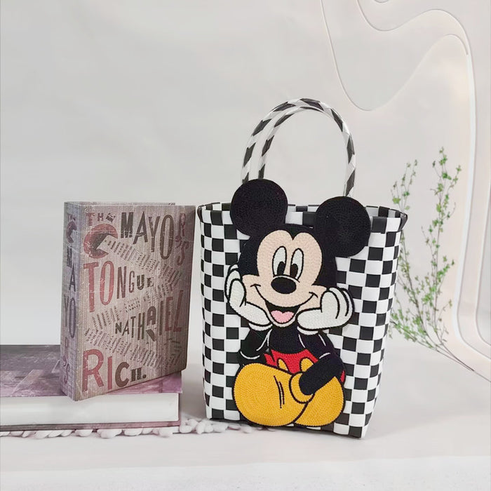 Wholesale Cat Vacation Casual Woven Bag Cute Cartoon Embroidered Bag