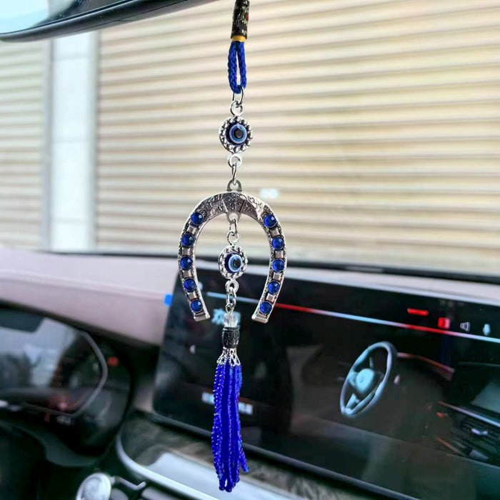 Wholesale Devil's Eye Blue Eye Diamond Cross Good Luck Decoration Pendant Car Hanging