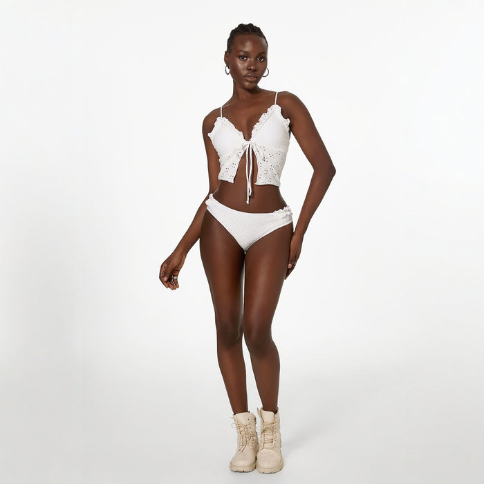 Wholesale Bikini swimsuit strapless split system with solid color lace