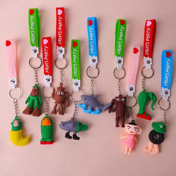Wholesale Keychain Pendant Abstract Funny Wooden Stick People' s PVC Pendant