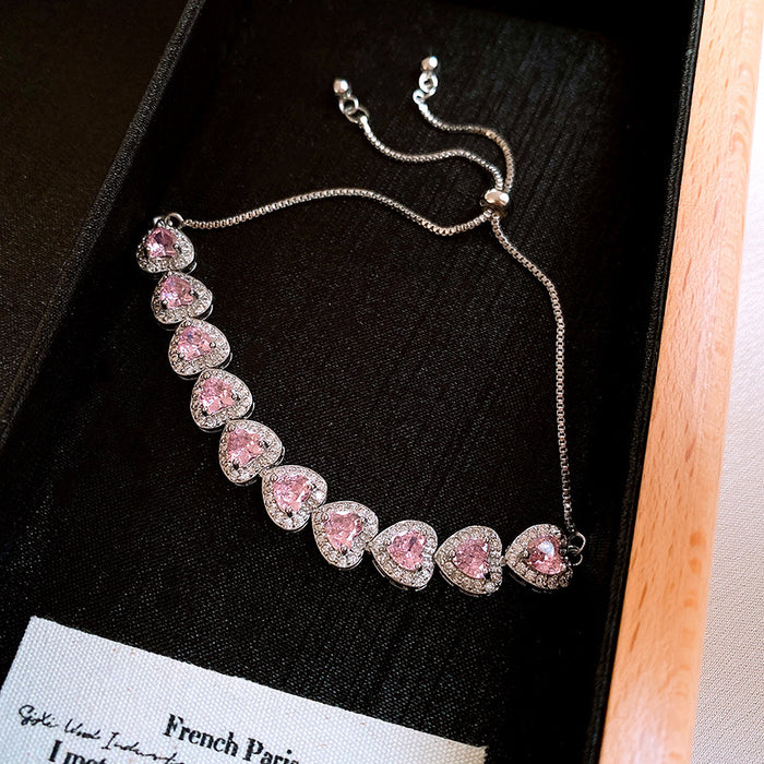 Wholesale Pink Zircon Geometric Round Pull-out Bracelet