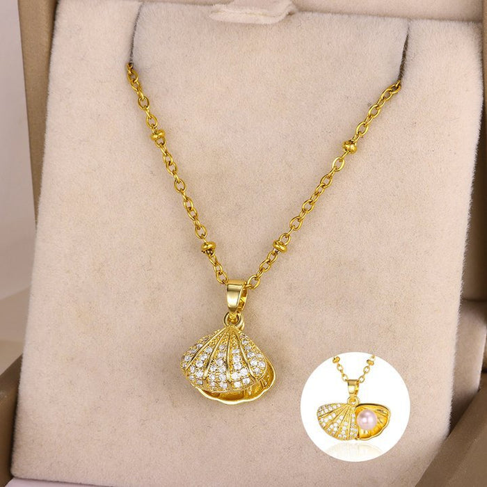 Wholesale Retro Titanium Steel Turquoise Heart Necklace Clavicle Chain