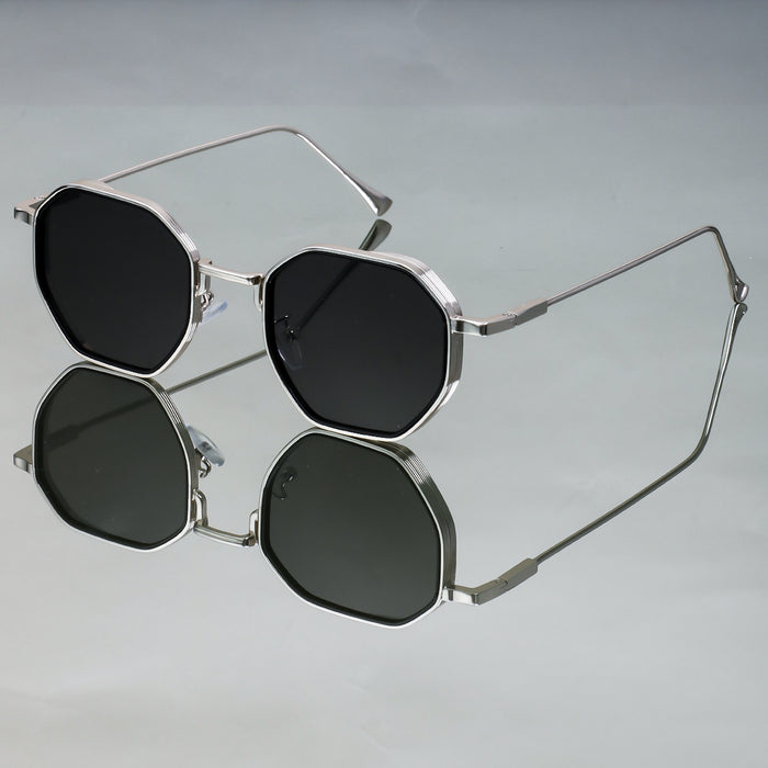 Wholesale New metal polygon sunglasses with sun shading and high-end feel, fashionable and trendy sunglasses
