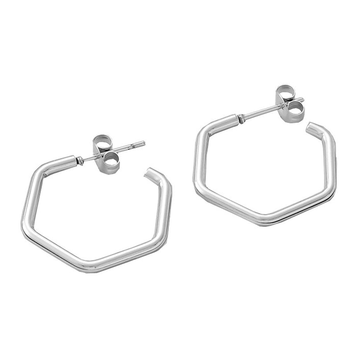 Wholesale Fashionable geometric stainless steel earrings, simple and fashionable hexagonal titanium steel earrings