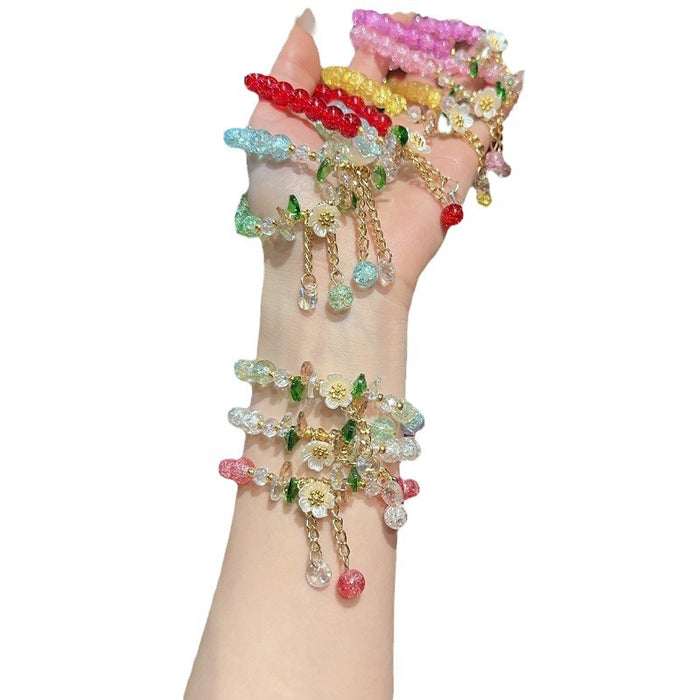Wholesale Colorful Crystal Flower Bracelet Sunflower Beaded Students Gift Bestie Bracelet