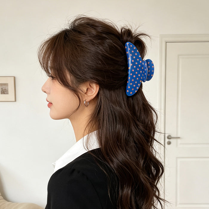 Wholesale Korean Style Polka Dot Flower Claw Clip PVC Hair Accessory for Women Boutique Gift
