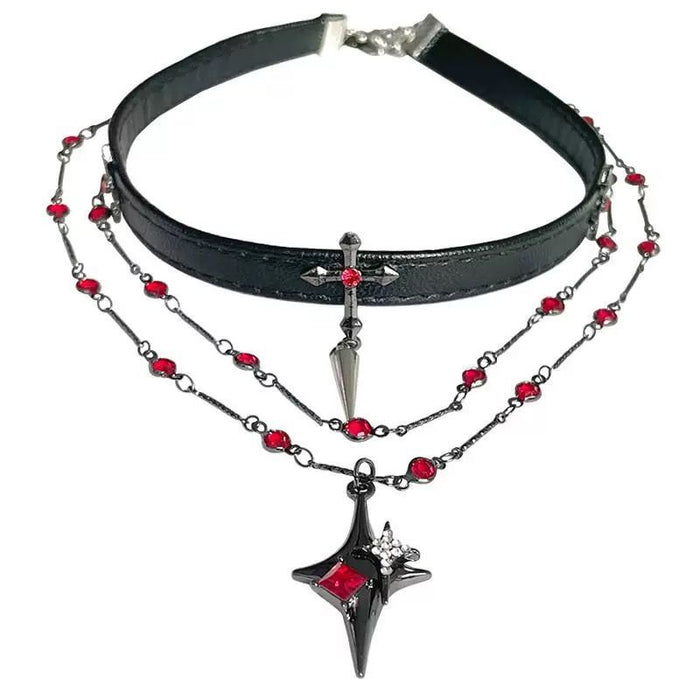 Wholesale Gothic Style Red Cross Necklace