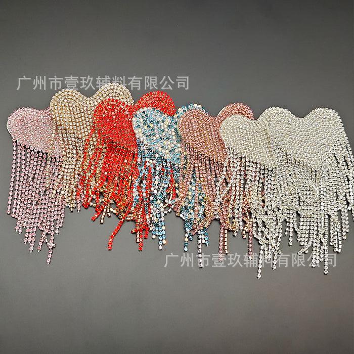 Wholesale Colorful Heart Tassel Heart-Shaped Rhinestone DIY Handmade Accessories Pendant
