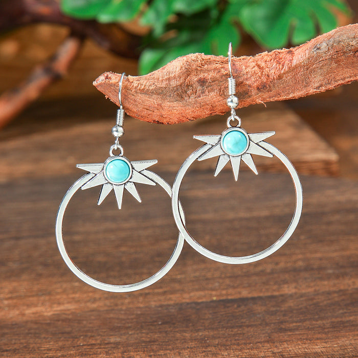 Wholesale 2pcs Bohemian Turquoise Retro Distinctive Earrings