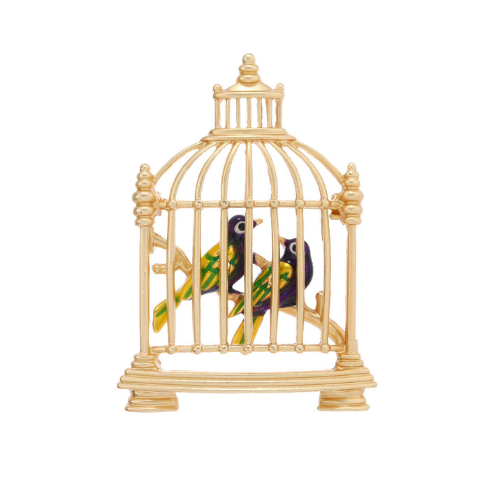 Wholesale Retro Baroque matte gold series cane bird cage Brooches Women's Small suit et pin accessories