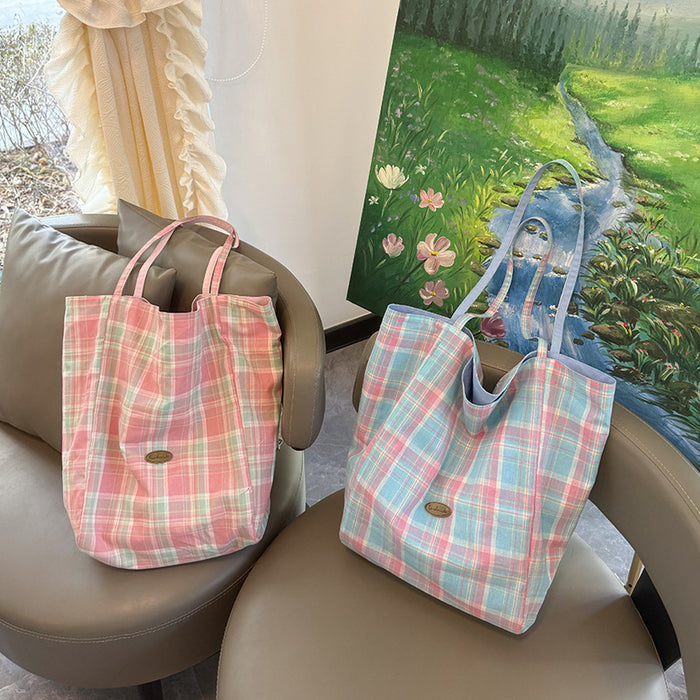 Wholesale New minimalist grid double-sided tote bag commuting shoulder bag