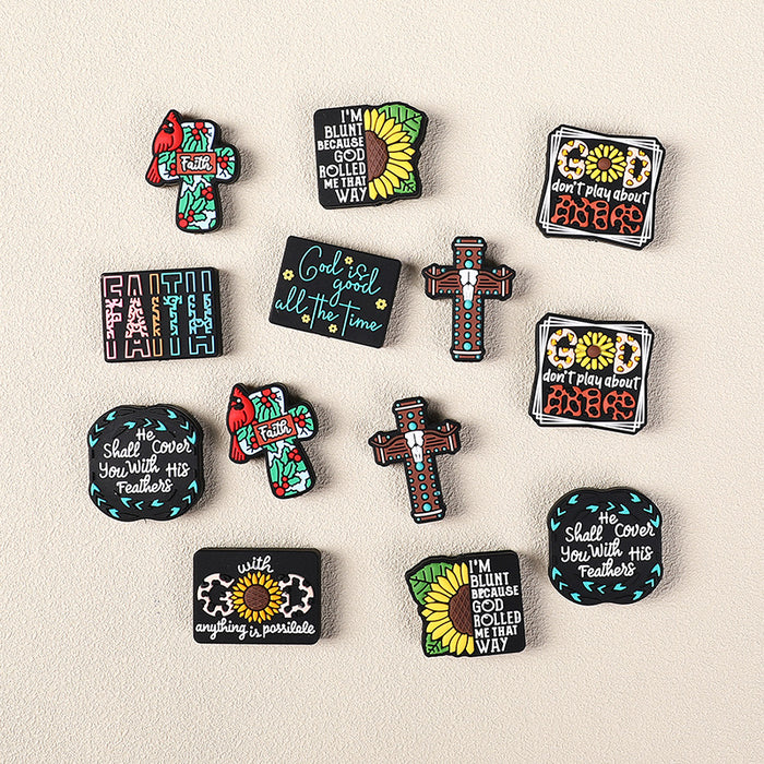 Wholesale 20pcs baby gum creative letter silicone beads DIY pacifier chain cartoon sunflower silicone beads