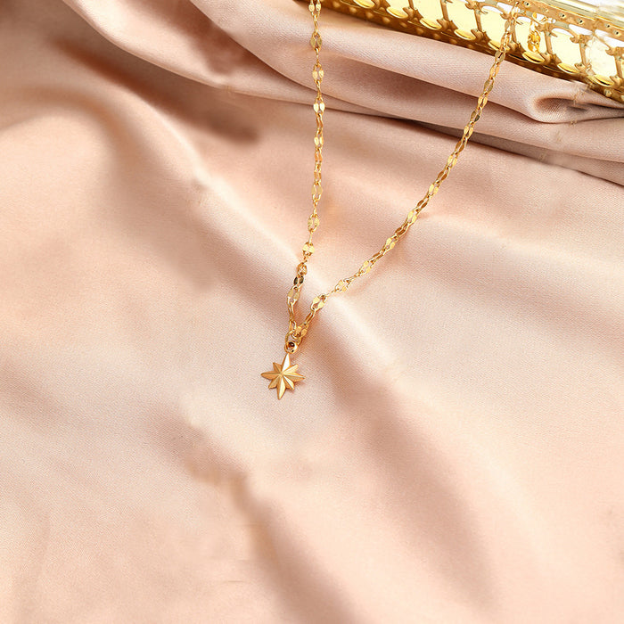 Wholesale Eight-pointed star titanium steel clavicle chain necklace