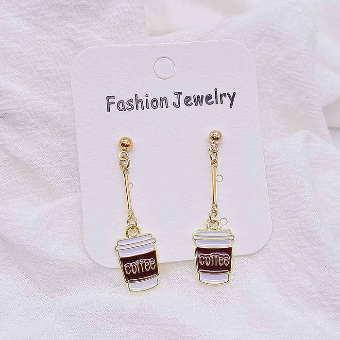 Wholesale Cartoon Beverage Alloy Oil Drop Earrings JDC-ES-Susheng002