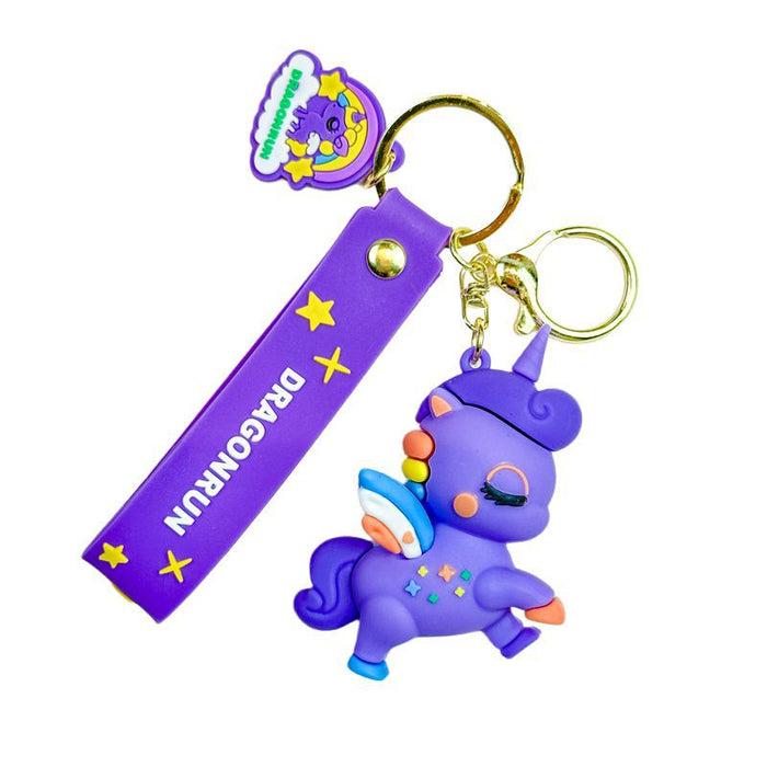Wholesale Unicorn Creative Keychain Cute Dropping Rubber Doll Bag Car Key Pendant