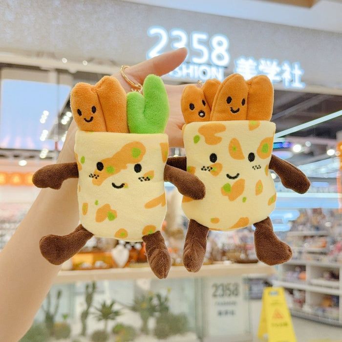 Wholesale Food Pancake  French Fries Plush Pendant Keychain Cotton Doll