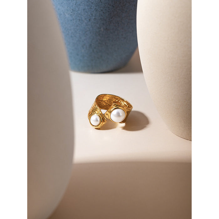 Wholesale Stainless Steel Asymmetrical Adjustable Pearl Ring