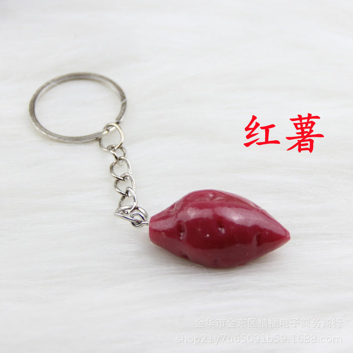 Wholesale Creative Resin Fruit Keychain Simulated Strawberry Grape Pomegranate Watermelon MOQ≥10